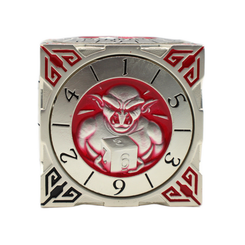 Old School Dice: 7 in 1 Dice Spinner: Dice Goblin - Silver with Red
