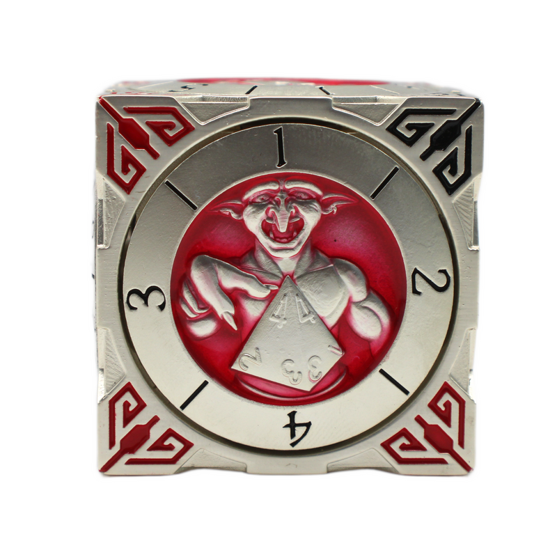 Old School Dice: 7 in 1 Dice Spinner: Dice Goblin - Silver with Red