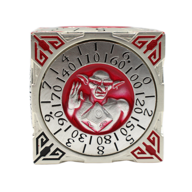 Old School Dice: 7 in 1 Dice Spinner: Dice Goblin - Silver with Red