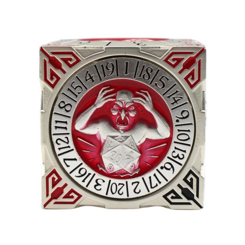 Old School Dice: 7 in 1 Dice Spinner: Dice Goblin - Silver with Red