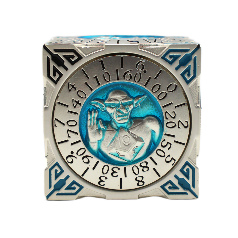 Old School Dice: 7 in 1 Dice Spinner: Dice Goblin - Silver with Teal