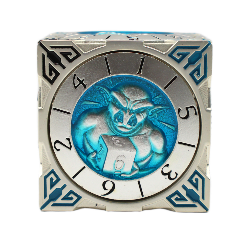 Old School Dice: 7 in 1 Dice Spinner: Dice Goblin - Silver with Teal