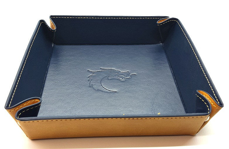 Old School Dice: Square Rolling Tray - Tan w/ Blue Back
