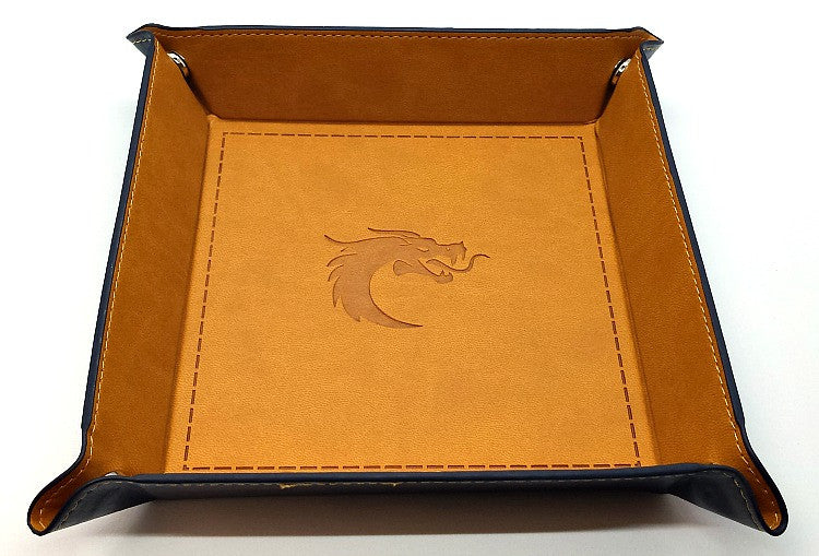 Old School Dice: Square Rolling Tray - Tan w/ Blue Back