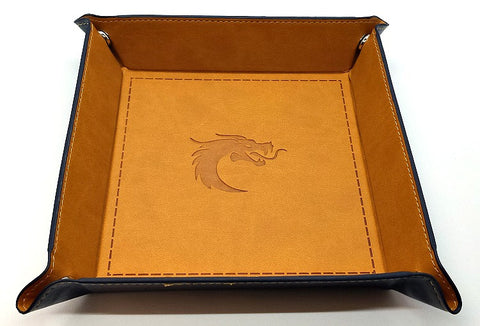 Old School Dice: Square Rolling Tray - Tan w/ Blue Back