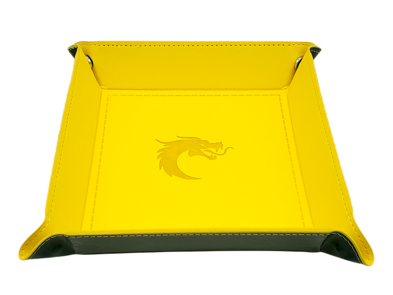 Old School Dice: Square Rolling Tray - Yellow w/ Black