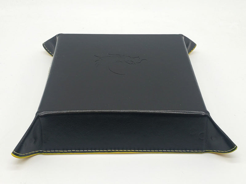 Old School Dice: Square Rolling Tray - Yellow w/ Black