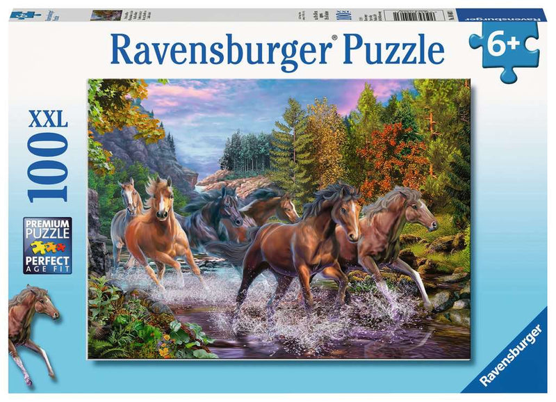 Ravensburger Puzzle 100 Piece Rushing River Horses