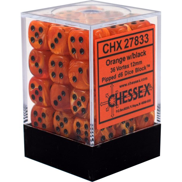 Chessex  36d6 Vortex Orange/black