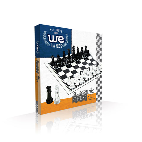 Chess Set 13.75" Glass We14-2115 Black/clear