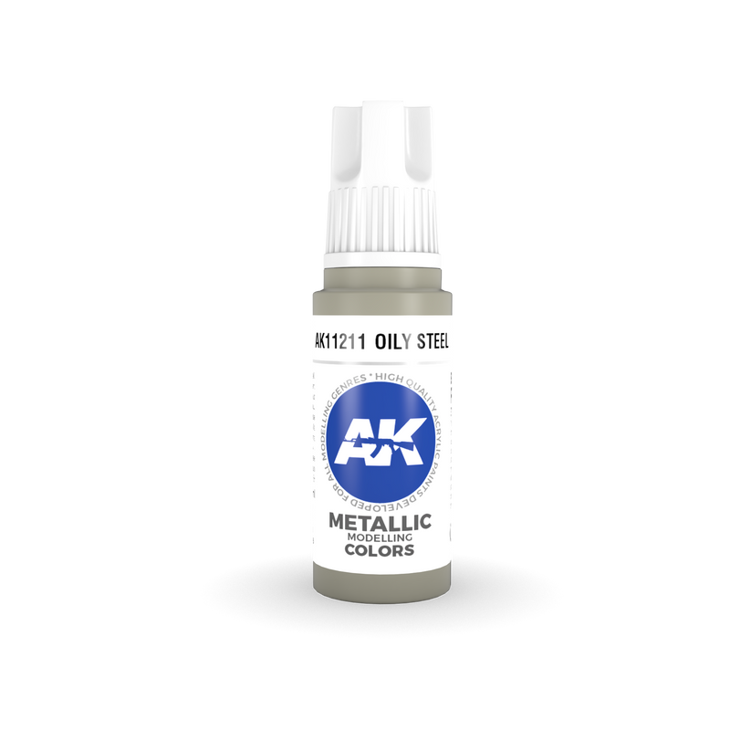 AK Interactive 3rd Gen Acrylic Oily Steel Metallic 17ml