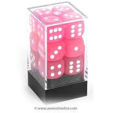 Chessex 12d6 Frosted Pink/white
