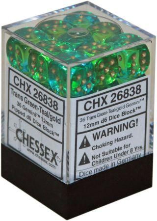 Chessex  36d6 Gemini Green-teal/gold