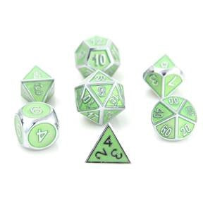Die Hard Dice Gemstone Dice Set Silver Peridot