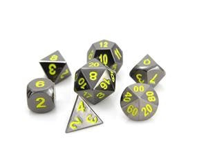 Die Hard Dice Rpg Dice Set Sinister Chrome W/yellow