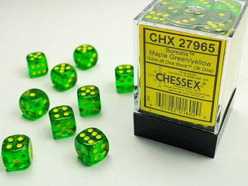 Chessex 36d6 Borealis Maple Green/yellow