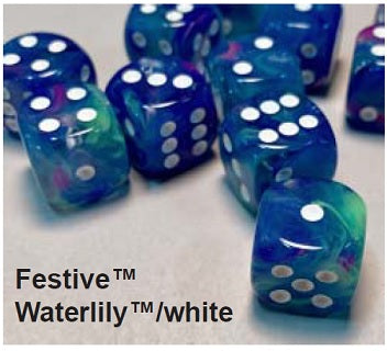 Chessex 36d6 Festive Waterlily/white