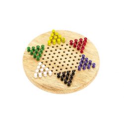 Chinese Checkers - 7" Wood Board (6 CLR Pegs)