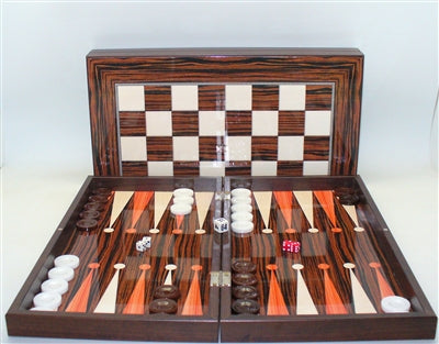 Backgammon 15" Wood Grain Folding