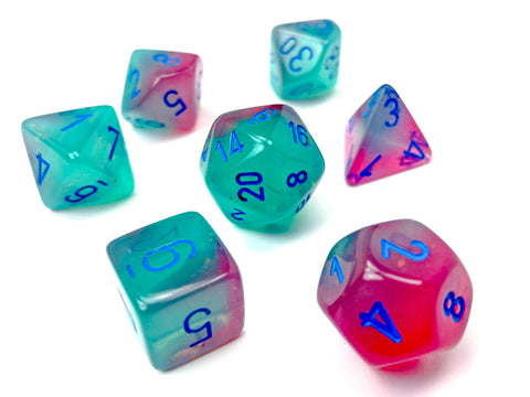 Chessex Poly Gemini Gel Green-Pink/Blue Luminary
