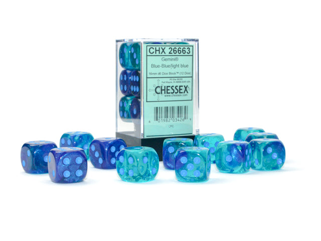 Chessex 12D6 Gemini Blue/Light Blue Luminary