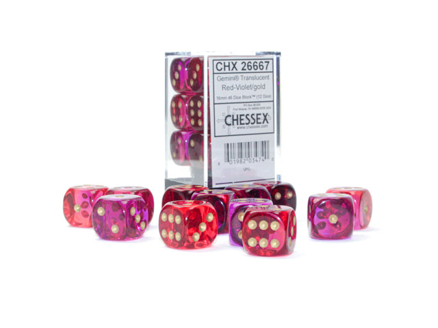 Chessex 12D6 Gemini Translucent Red-Violet/Gold