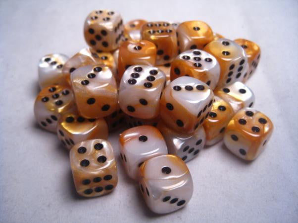 Chessex 36d6 Gemini Gold-white/black