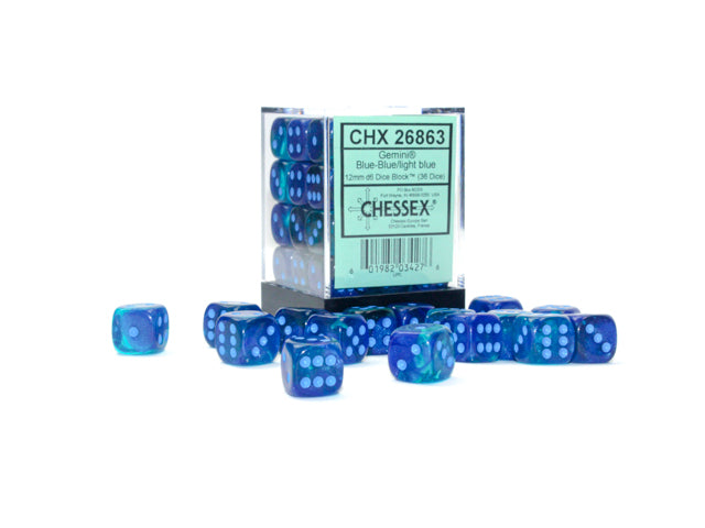Chessex 36D6 Gemini Blue/Light Blue Luminary