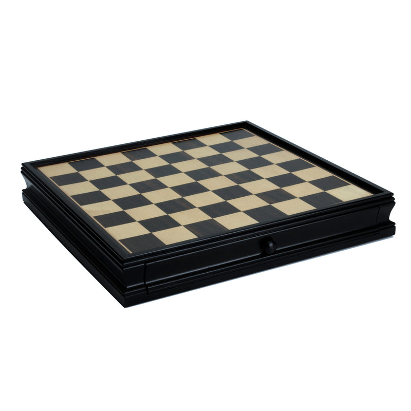 Chess Board 15" Blk Stained W/storage We26-8915b