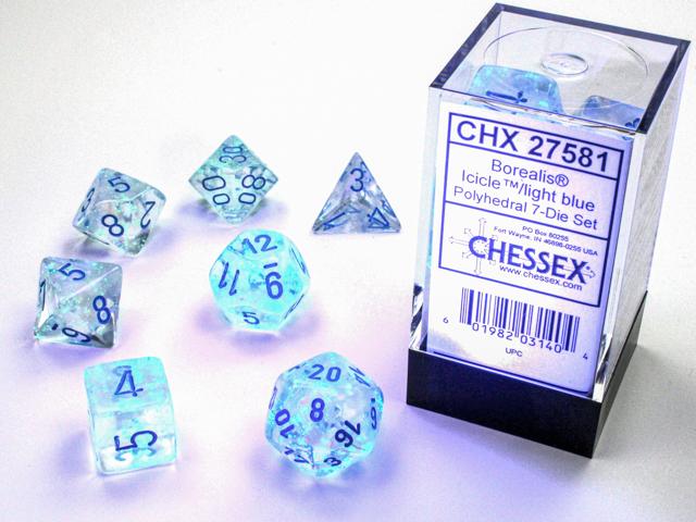 Chessex Poly Borealis Icicle/light Blue Luminary