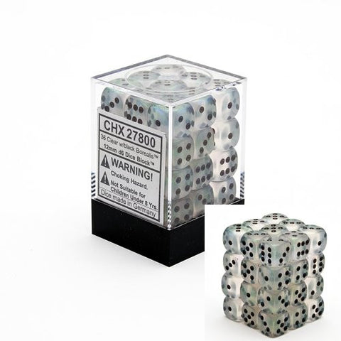 Chessex 36d6 Borealis Clear/black