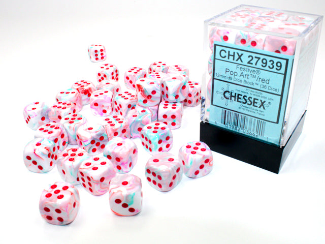Chessex 36D6 Festive Pop Art/Red