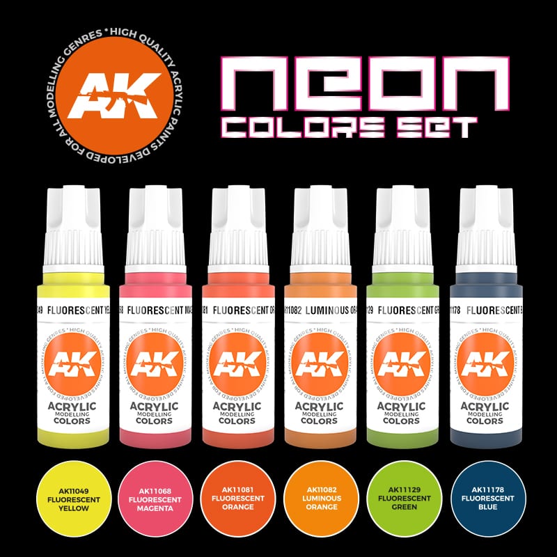 AK Interactive Paint Set 3G Neon Color