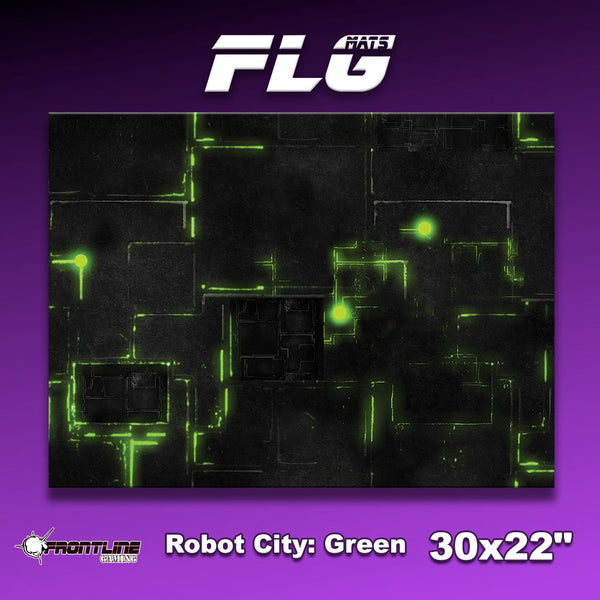 Frontline Gaming Mat 30"x22" Robot City (Green)