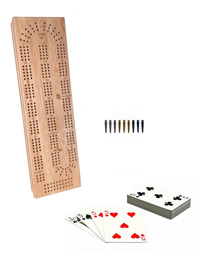 Crib Board 3-Track with Cards and Metal Pegs WE31-5003