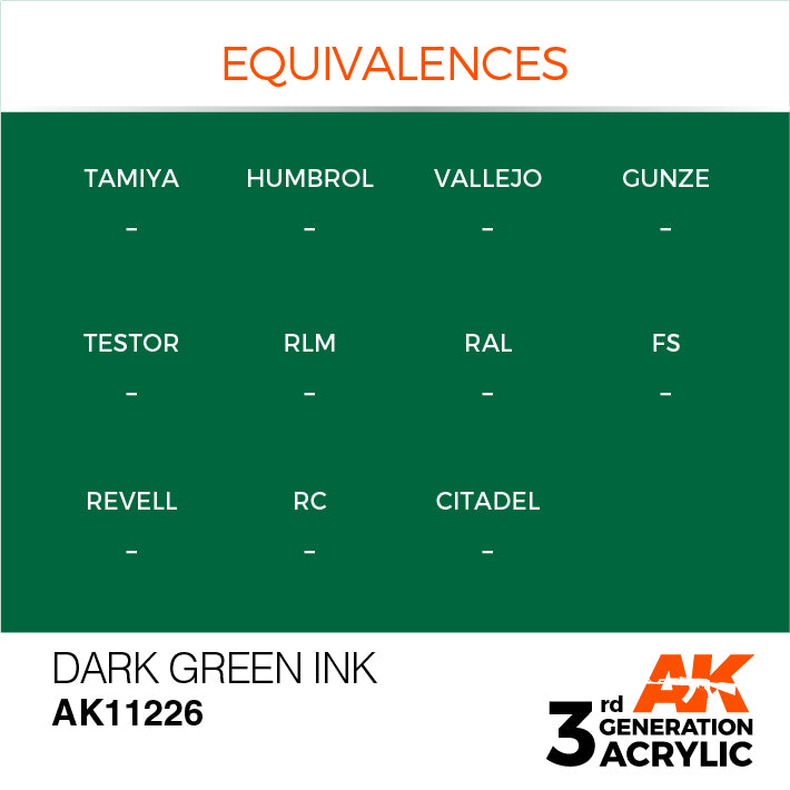 AK Interactive 3rd Gen Acrylic Dark Green INK 17ml