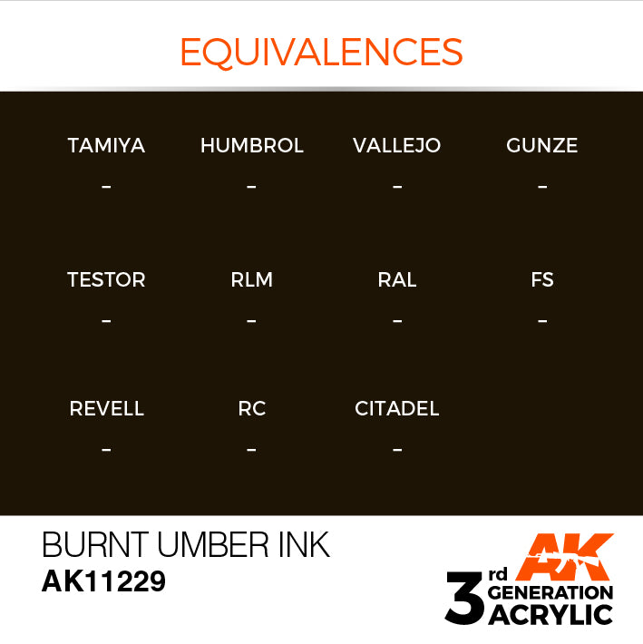 AK Interactive 3rd Gen Acrylic Burnt Umber INK 17 ml