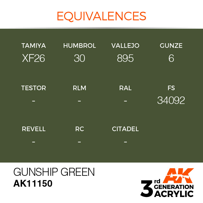 AK Interactive 3rd Gen Acrylic Gunship Green 17ml