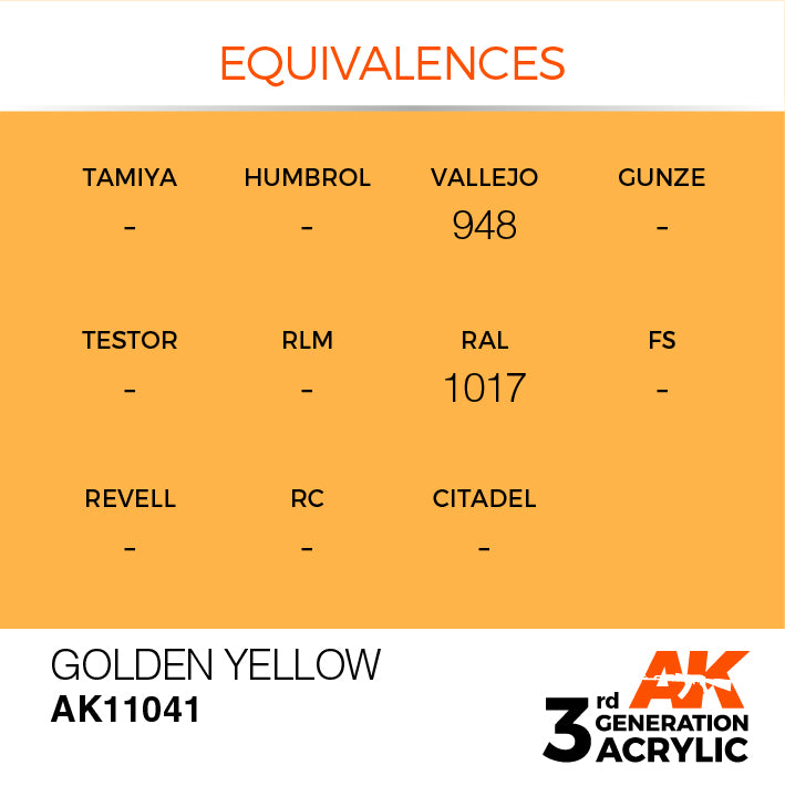 AK Interactive 3rd Gen Acrylic Golden Yellow 17ml