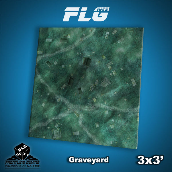 Frontline Gaming Mat 3'x3' Graveyard