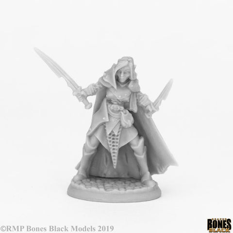 Reaper Mini Bones Black: RM44070 Dark Elf Female Warrior
