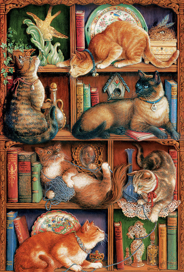 Cobble Hill Puzzle 2000 Piece Feline Bookcase