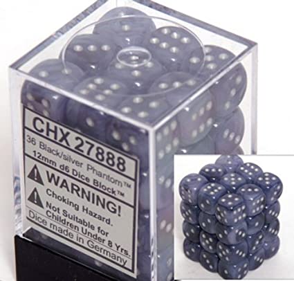 Chessex 36d6 Phantom Black/silver