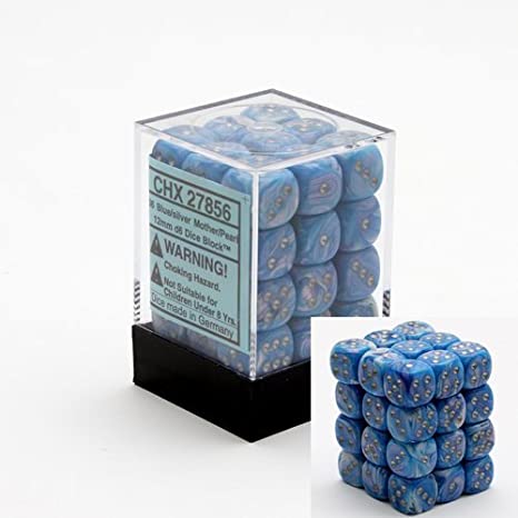 Chessex 36d6 Mother Of Pearl Blue/silver