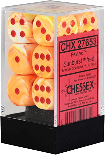 Chessex 12d6 Festive Sunburst/red