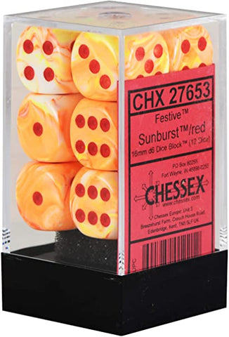 Chessex 12d6 Festive Sunburst/red