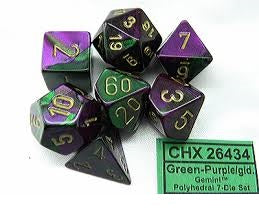 Chessex Poly Gemini Green-purple/gold
