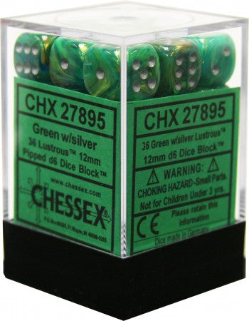 Chessex 36d6 Lustrous Green/silver