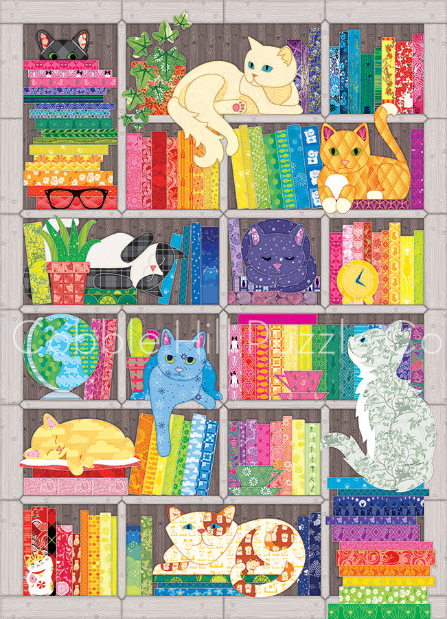 Cobble Hill Puzzle 1000 Piece Rainbow Cat Quilt
