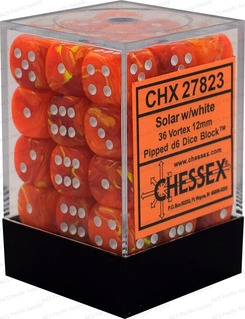 Chessex 36d6 Vortex Solar/white